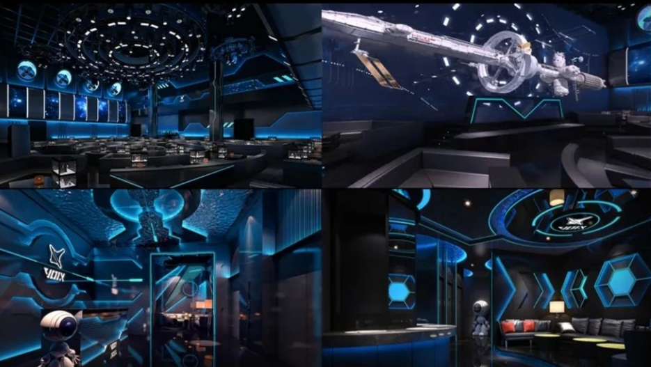 使用未来科技增强交互 再注入科幻视觉元素 从前厅进入大厅的走廊就像